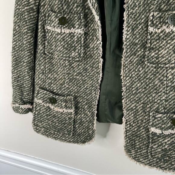 Talbots green tweed open front jacket size 12 petite - Picture 4 of 6